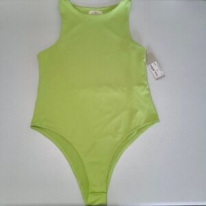 Sunland 17 Women Lime Green High Neck Tank Bodysuit L